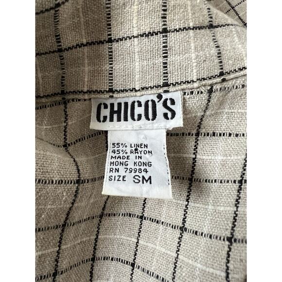 CHICO'S Top, Tank Skirt 3pc Set Vintage Tan Plaid Linen Country Cottage L-XL - Picture 3 of 11